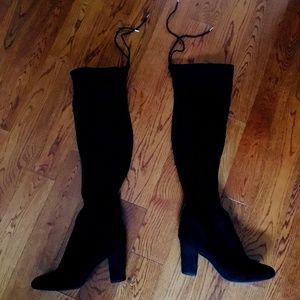 Black Suede Over-the-Knee Boots